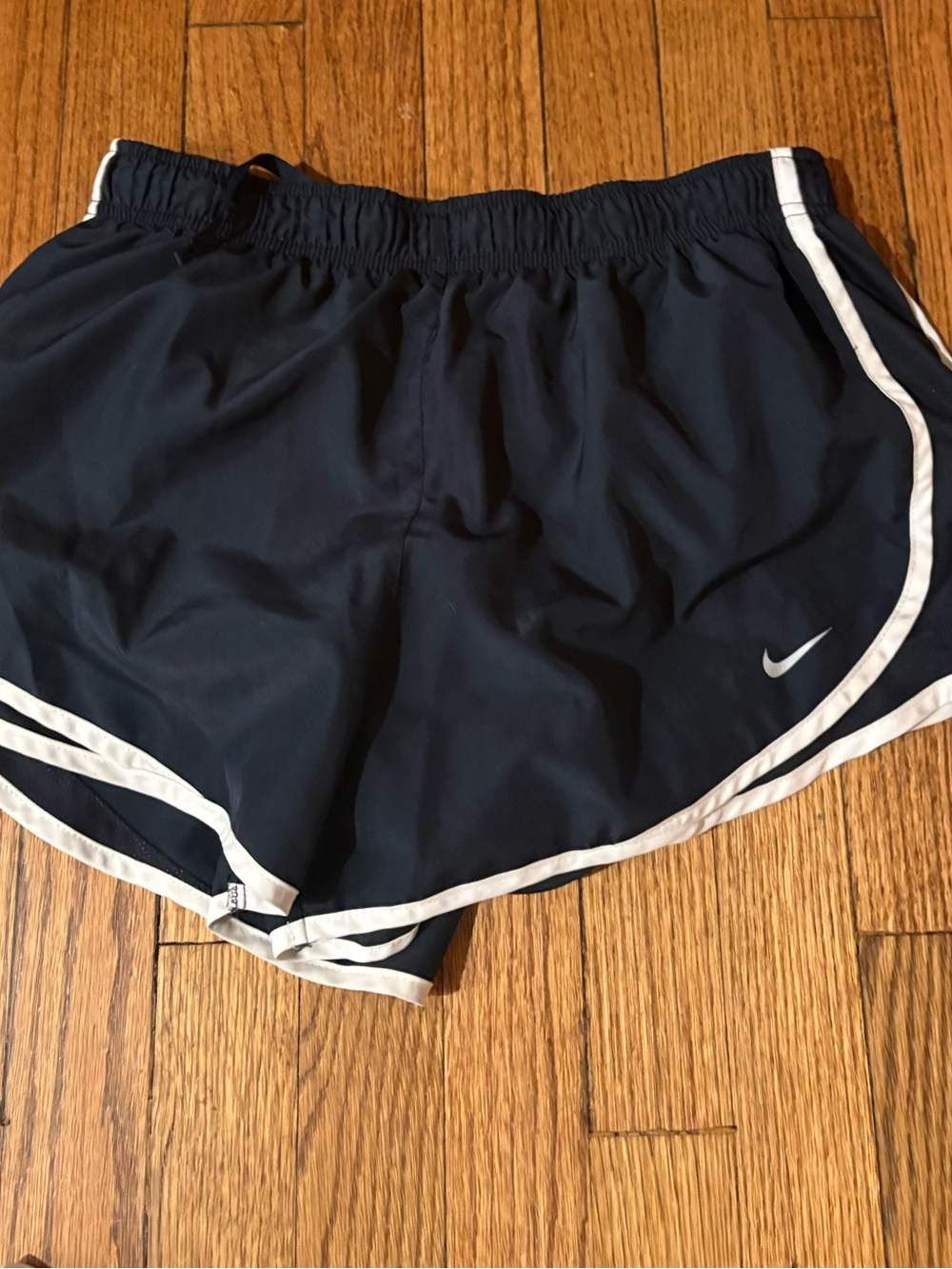 Nike Women's Navy Athletic Shorts with White Trim
